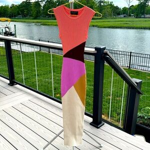 MINK PINK Evie Knit Sleeveless Midi Dress in Multi